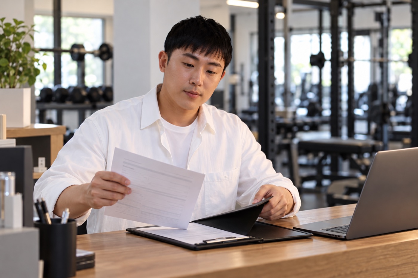 상품 설명 자료를 준비하는 상황을 표현한 AI 재연